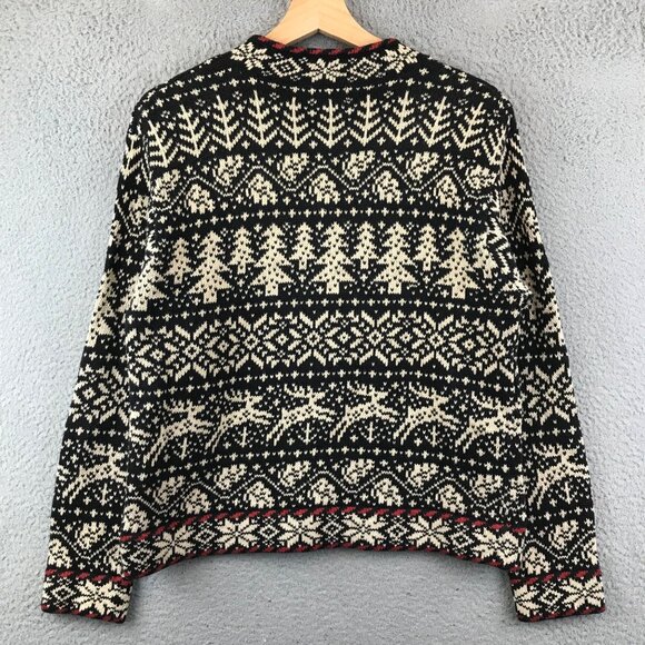 Vintage Nomadic Traders Nordic Wool Sweater With Reindeer & Pine Design S - Picture 2 of 9